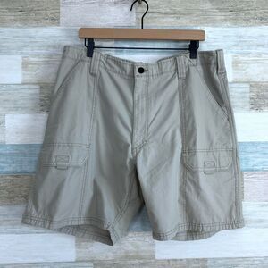 Marmot Elastic Waist Cargo 8" Shorts Beige Flat Front Casual Hike Camp Mens 38